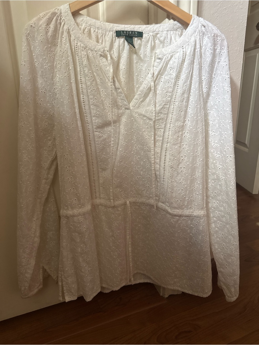 Lauren Ralph Lauren White Eyelet Peasant Tunic